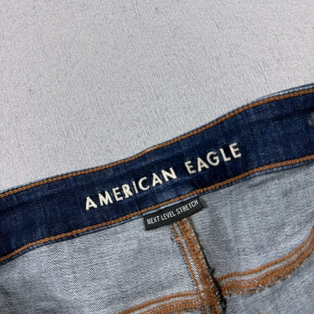 American Eagle Skinny Kick Jeans Women 20 Hi Rise Slim Fit Dark Blue Casual - Picture 6 of 12
